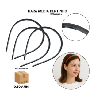 Tiara Plástica com Dentinho 100 Kits 6 Un Atacado Revenda