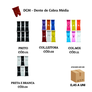 Piranha de Cabelo Dente de Cobra Média – Caixa com 50 Dúzias